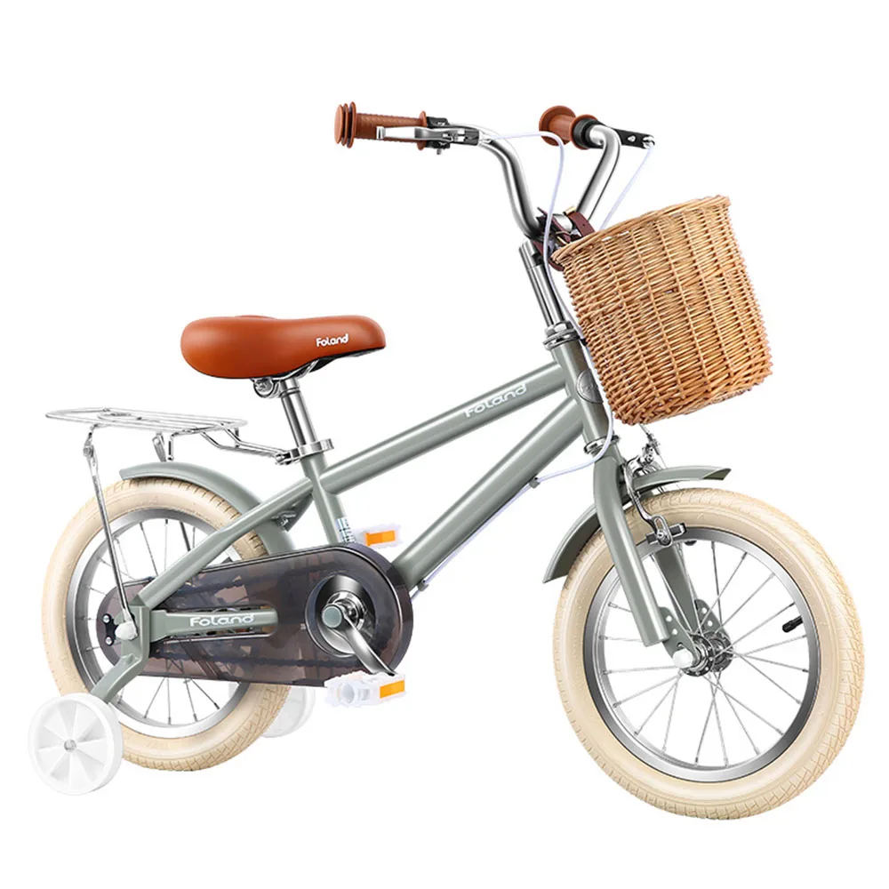 

14/16/18 Inches Bicycle Children Bike Dual Disc Brake Adjustable High Carbon Steel With Basket Stable