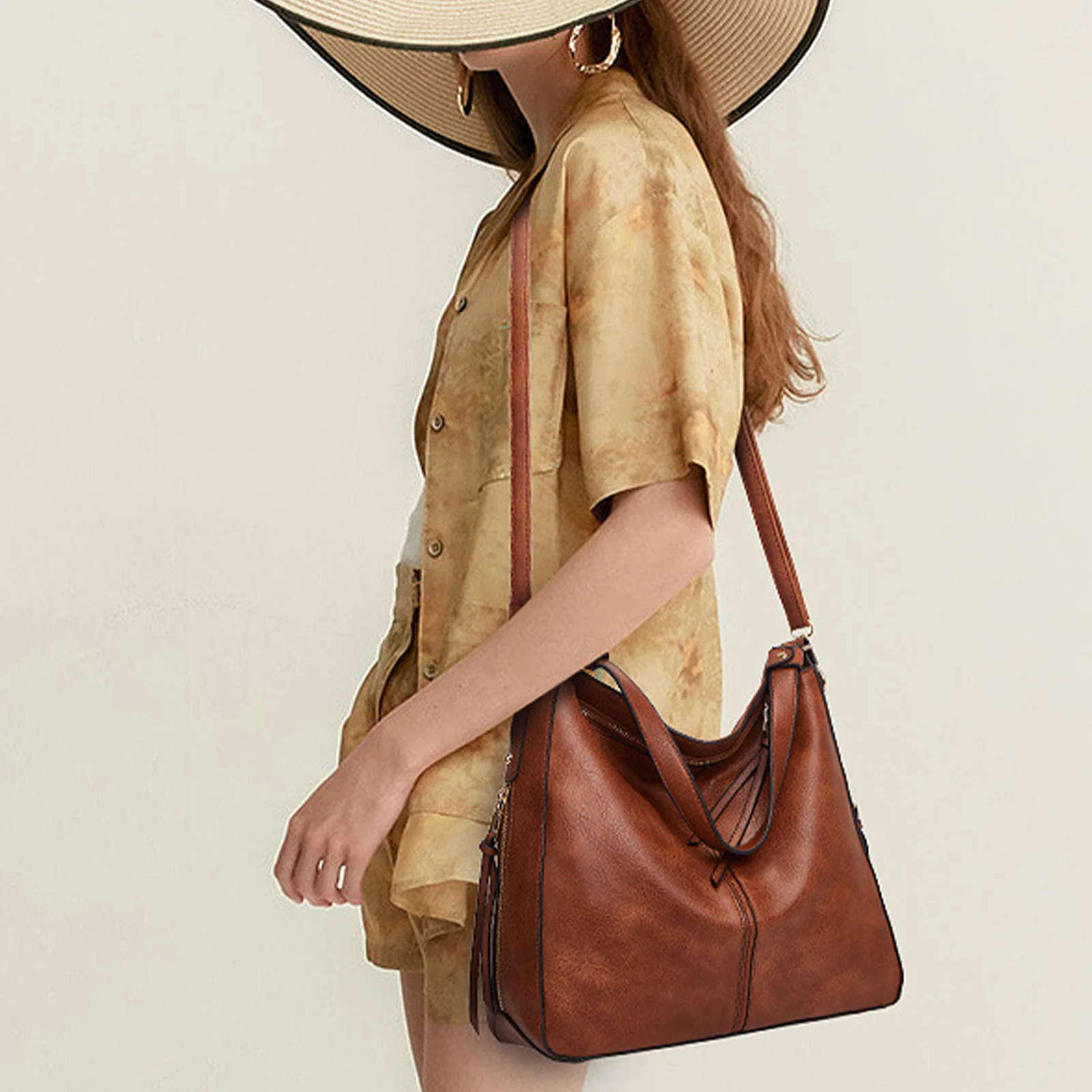 Женская сумка хобо из искусственной кожи