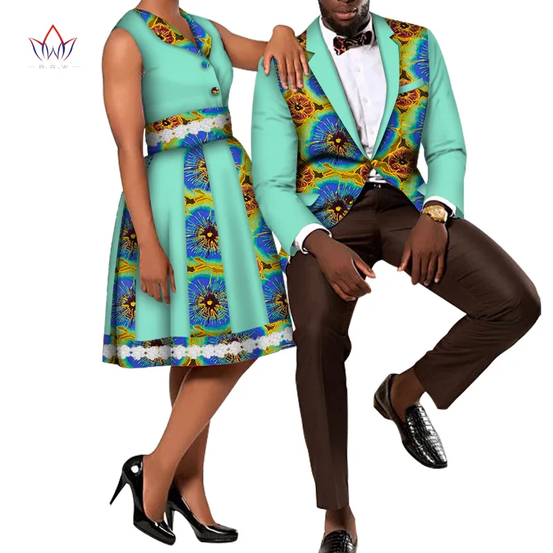African Print Couple Clothes African skirt set for Women and Men Blazer Men's Suit Lady Dress Couples Clothing Party Sets WYQ489