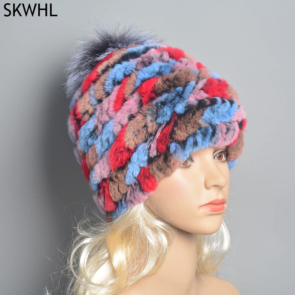 

Women Winter Hat Luxury Real Rex Rabbit Fur Bomber Hats Lady Winter Genuine Fox Fur Cap Beanies Warm Soft Fluffy Natural Fur Hat
