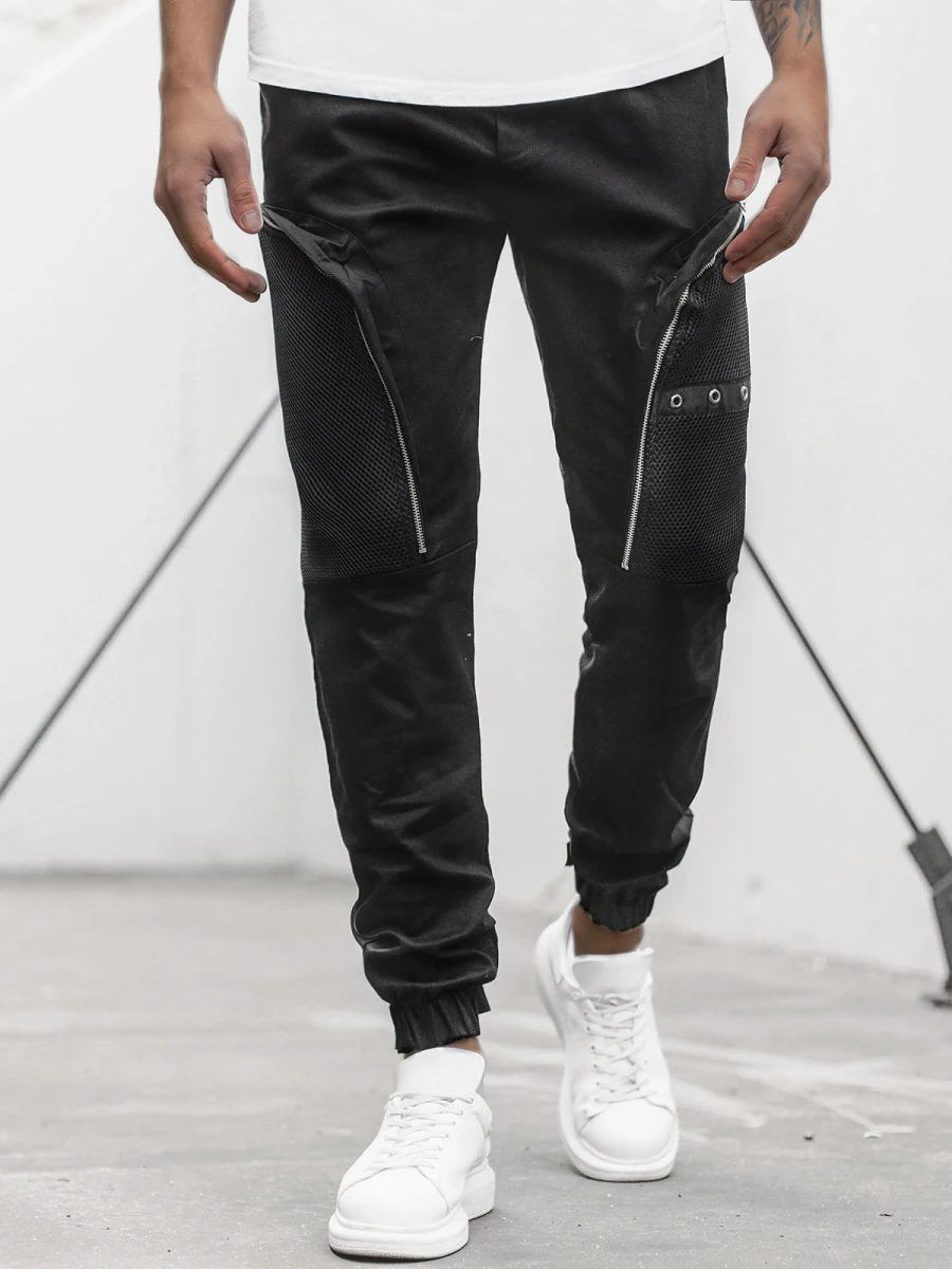 

Hip Hop Men's Casual Pants European Popular Logo Large Straight Reflective Multi-pocket Cargo Pants Men's Sports Pants