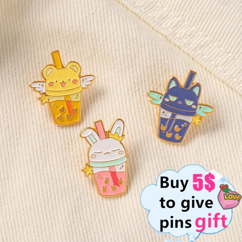Оптовая продажа японское аниме эмалированная булавка снег кролик кот цербер