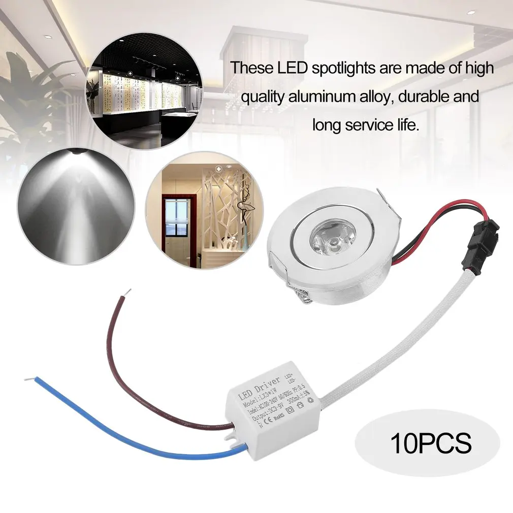 

10PCS 1W LED Bulb Recessed Small Cabinet Wine Cooler Showcase Spot Lamp Ceiling Light Lamp Spotlight With Mini Fixture Driver