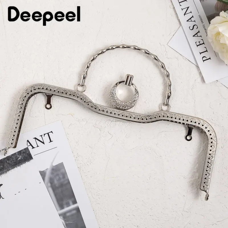 1/2Pcs Deepeel 26.5cm Metal Embossing Bag Handle Purse Frame Bracket Kiss Clasp Handmade DIY Handbag Replacement Craft Accessory
