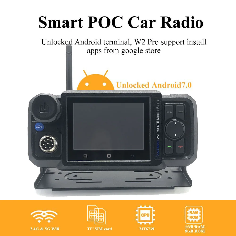 Tanie Radio Sieciowe ANYSECU 4G-W2Pro 4G N61 Android 7.0 LTE WCDMA GSM WIFI PTT Telefon Komórkowy Działa Z Real-ptt Zello
