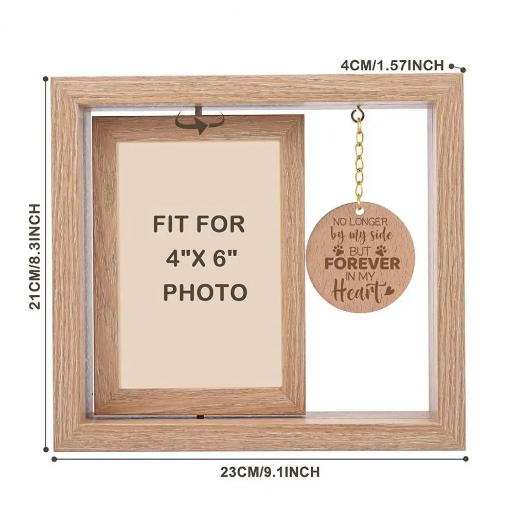 Деревянная фоторамка для домашних животных вращающаяся настольная 4x6 дюймов