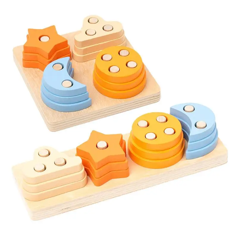 

Shape Sorter Toy Color & Shape Recognition Stacker Wooden Sorting Tower Stacker Montessori Educational Stacking Toys For 3 Years