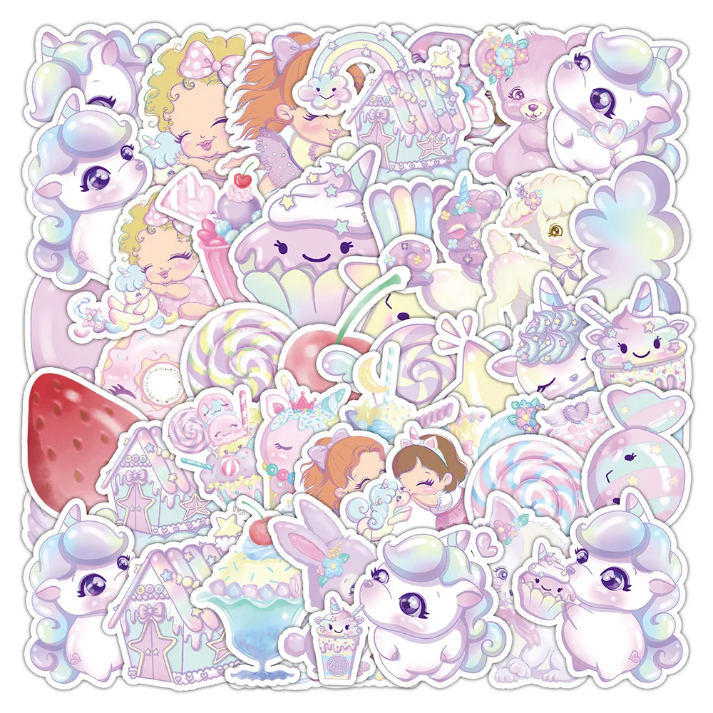 10/30/50PCS Cute Gradient Unicorn Girl Cartoon Sticker DIY L