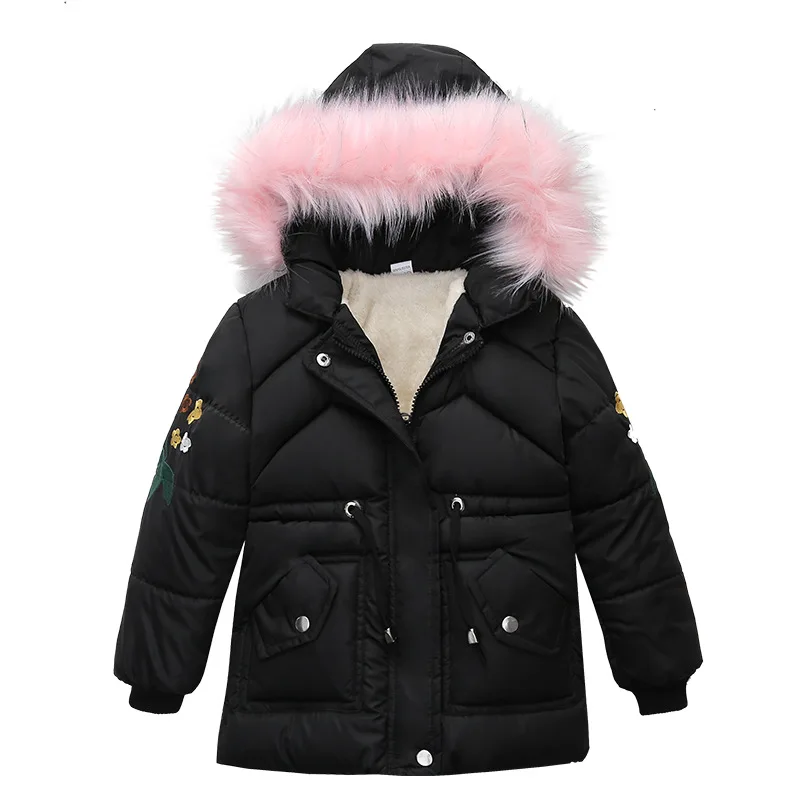 

Детская куртка с капюшоном куртка с искусственным мехом для девочек зимняя хлопковая куртка для девочек От 4 до 6 лет стеганая куртка для дев...