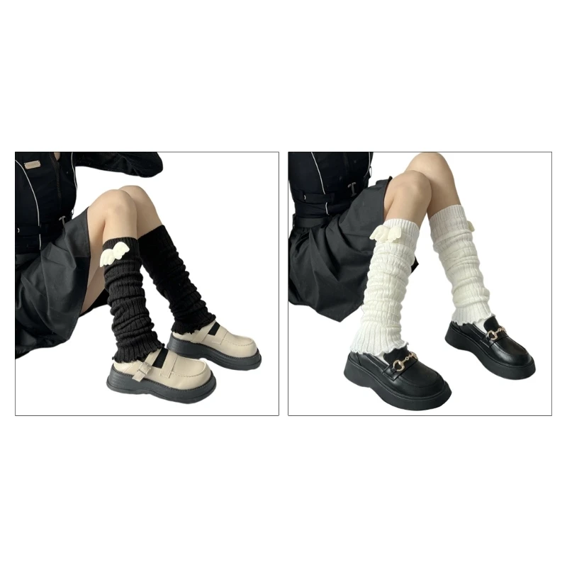 

Повседневные трикотажные гетры в рубчик, женские накладки на ножки в стиле Харадзюку с оборками и ангельским крылом