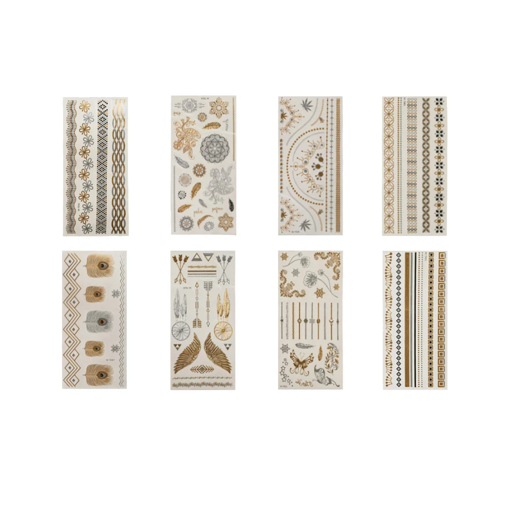 

Stickers Women Body Sticker Glitter Vintage Temporary Metallic Gold Fake Jewelry Decor Henna