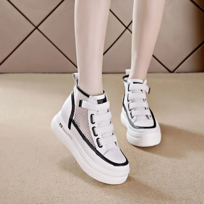 

Women's Shoes 2023 Mesh Breathable High on Platform Lace Up Female Footwear Top Trends Sale Fashion Cheap New Arrival Casual H