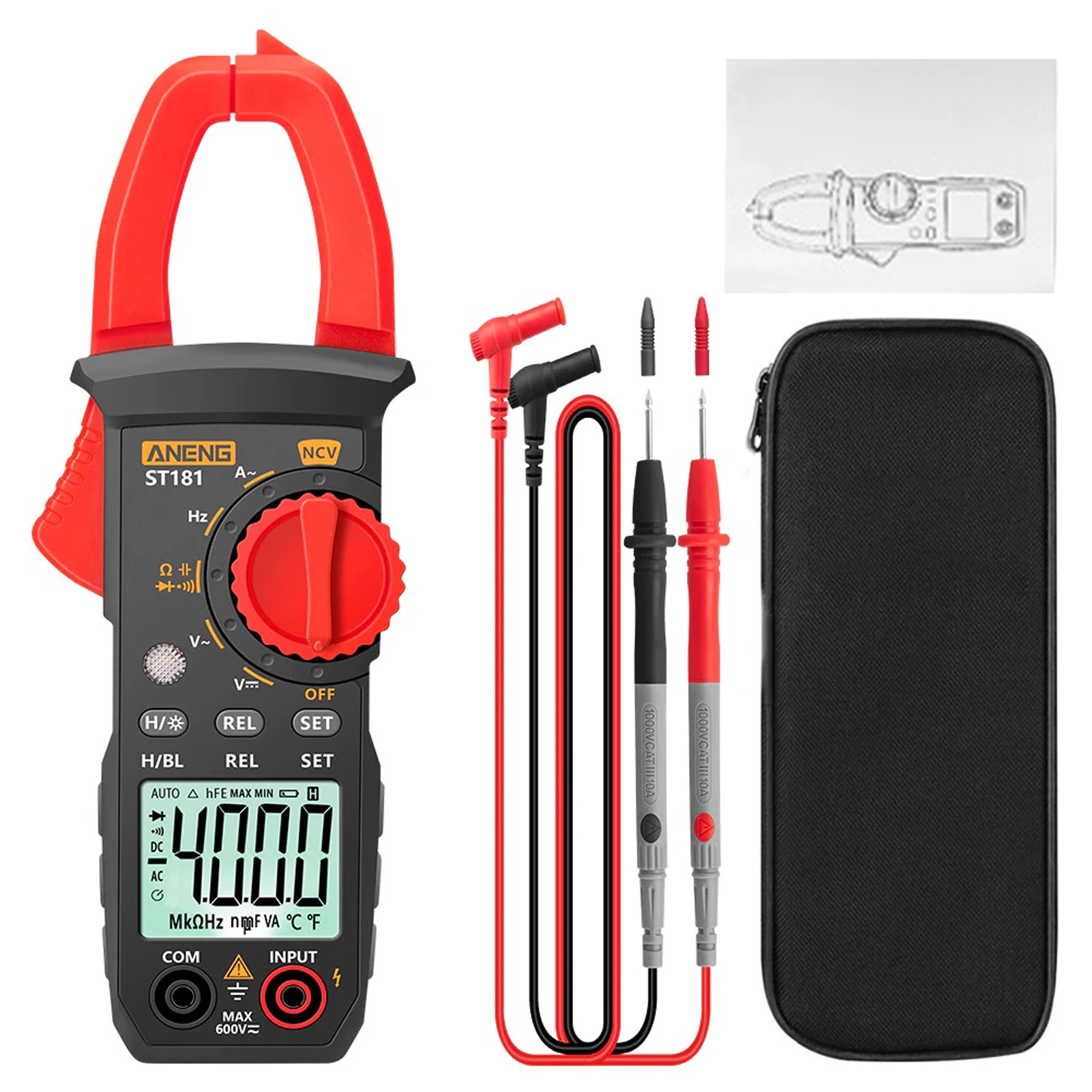 

400A Current Capacitance Tester NCV Backlight Data Hold AC DC Voltage 4000 Counts Digital Clamp Meter Multimeter Frequency