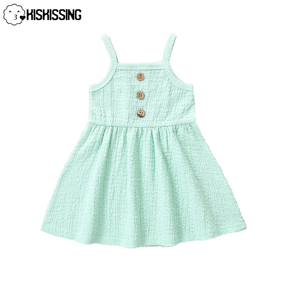 

Летнее платье KISKISSING для мам и детей, простая модная детская одежда без рукавов для девочек, детская одежда, платье для новорожденных, 2022
