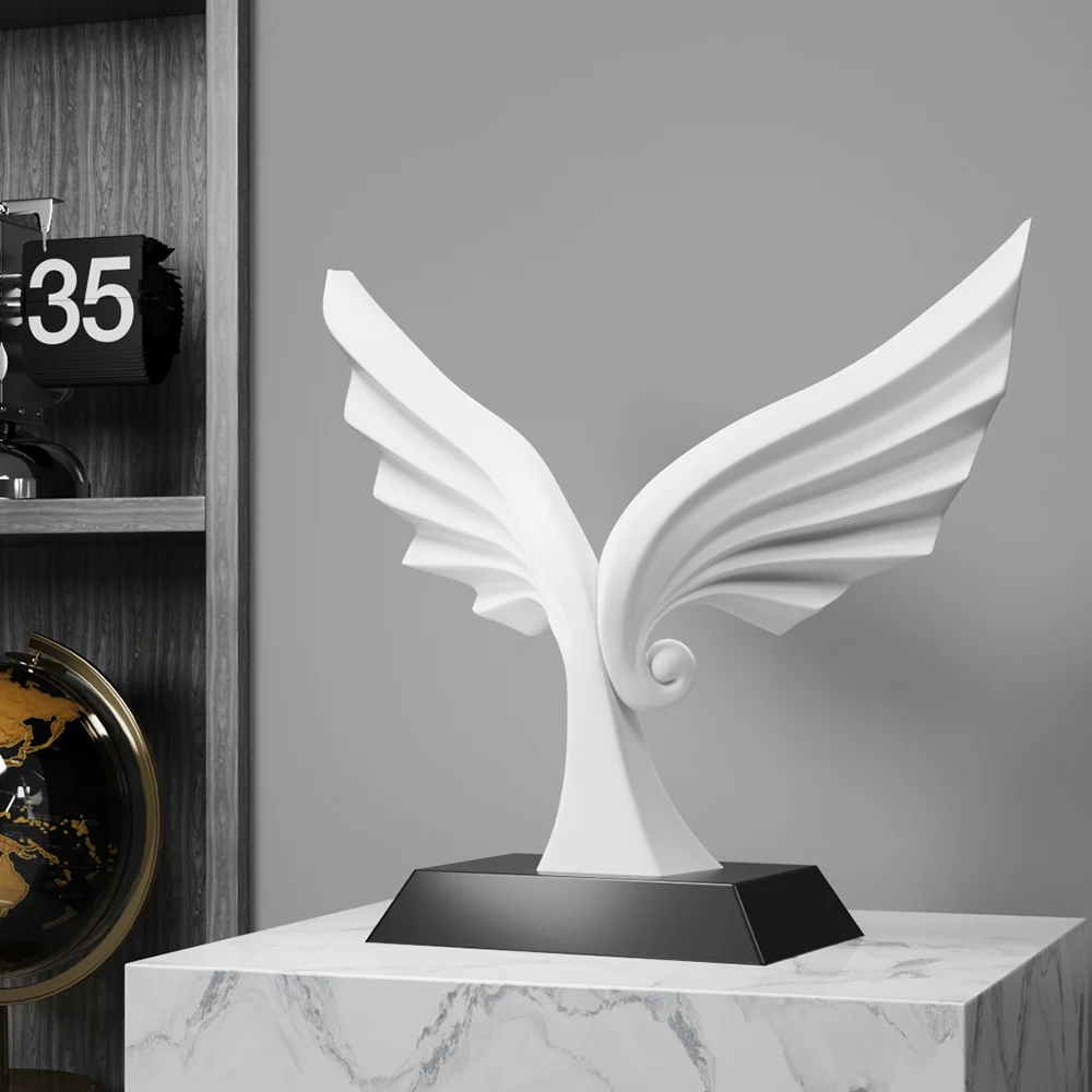 

Home Decor Aesthetic White Wing Statue Modern Style Living Room Cabinet Decoration Resin Wing Sculpture Crafts Desktop Ornament