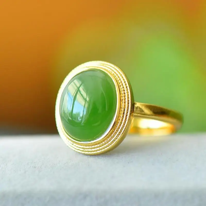 

Women Green Jade Ring Adjustable Anillos Mujer Genuine Hetian Jades Nephrite Ring Woman Healing Gemstone Fine Jewelry Accessorie