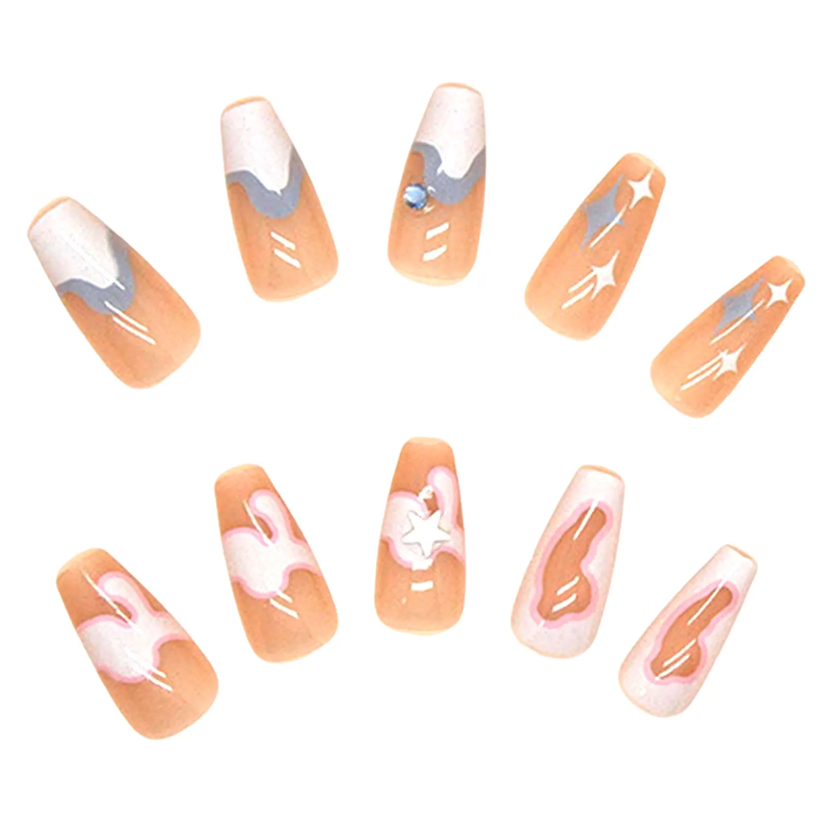 

Средней длины двухцветный Маникюр Безопасный и устойчивый к царапинам нетоксичный для наращивания Маникюр Нейл-арт STTX889