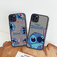 disney stitch the baby phone case for iphone 13 12 11 pro max mini xs 8 7 plus x se 2020 xr matte transparent cover
