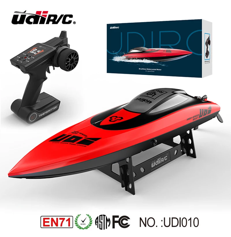 

Скоростная радиоуправляемая лодка UDiRC UDI010, 40 км/ч, 2,4 ГГц, водонепроницаемый бесщеточный мотор, радиоуправляемая гоночная лодка для бассейнов и озерных игрушек, подарок для детей