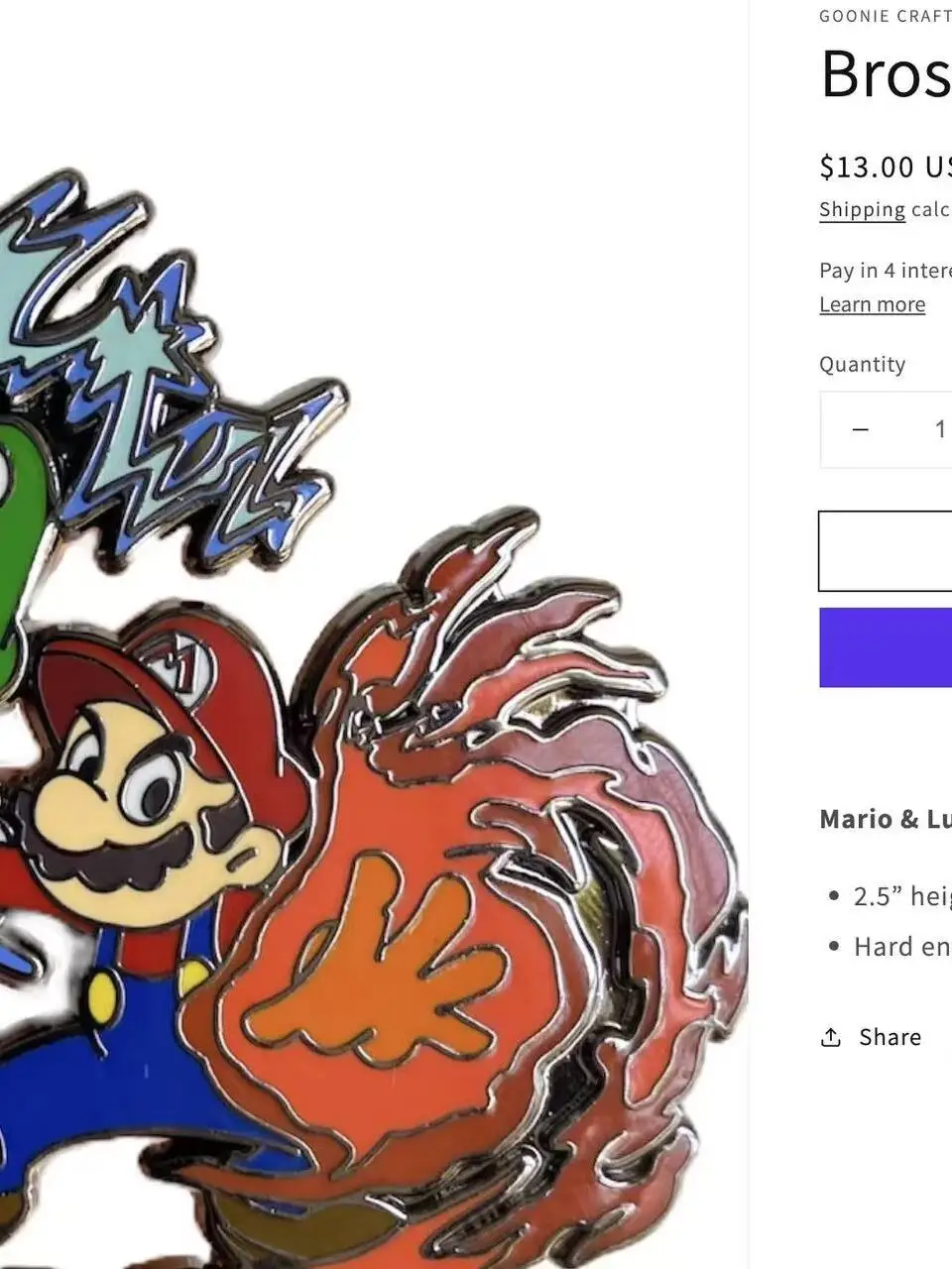 Официальный сайт Оригинальные товары Gooniecrafts Значок Super Mary Mario Bros