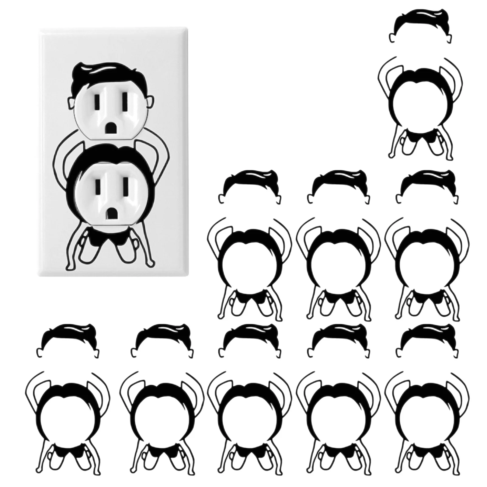 

5pcs/10pcs Fun Socket Stickers Innovative Funny Couples PVC Decal For Wall Sockets Hilarious Fun Wall Art Decor Home Decorations