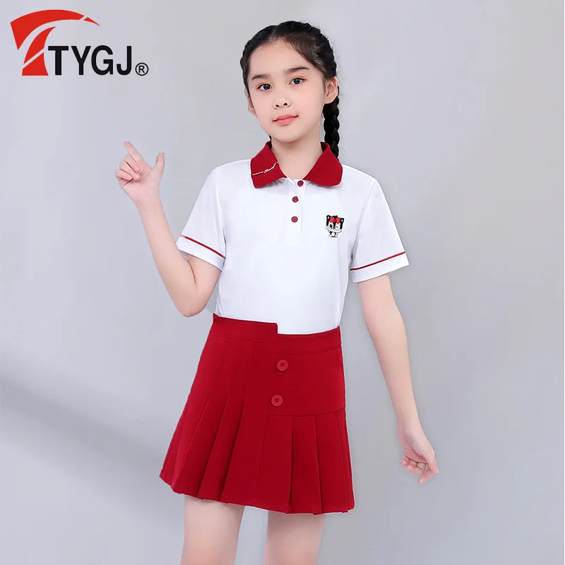 TTYGJ golf men and girls sports suit summer new fashionable tide short-sleeved casual children's clothing thin