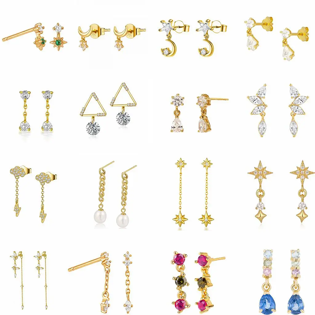

Europe and American Cute Zircon Crystal Stud Earrings for Women 925 Sterling Silver Ear Needle Mini Earrings Fashion Jewelry