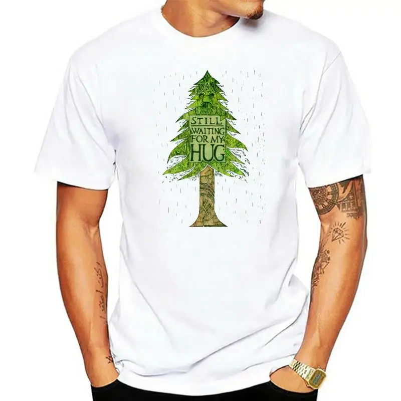 

The Rhythm Christmas Tree White T Shirts For Men STILL WAITING FOR MY HUG Summer Sweater Cotton Tight T Shirt Fashion New