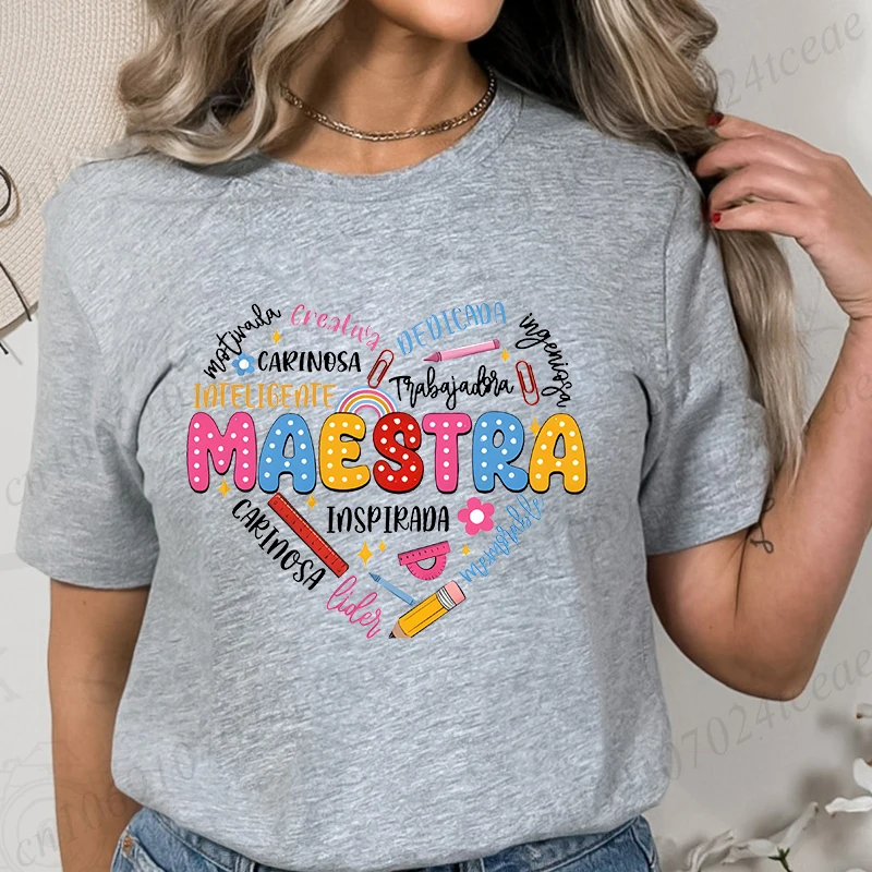 Футболка Maestra для учителя Снова в школу рубашки испанского подарок учителю