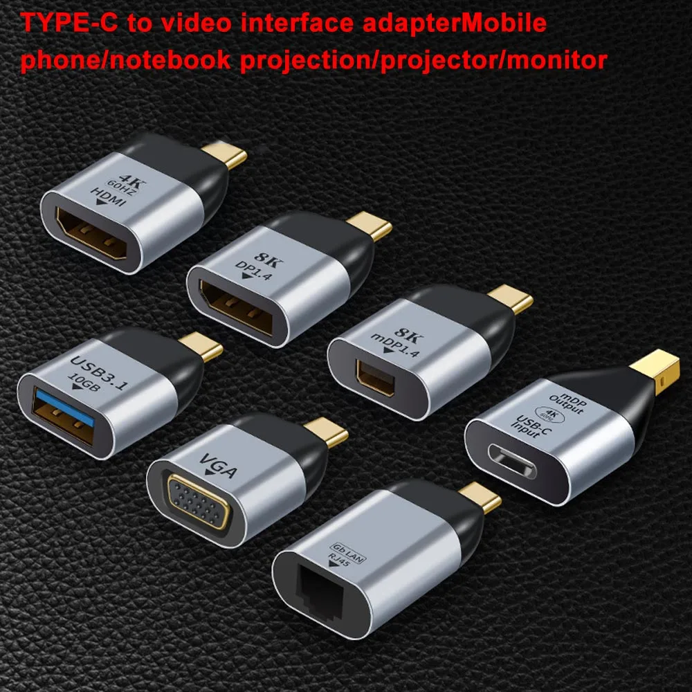 Переходник USB 3.1 Type C на HDMI-совместимый/DP/VGAminiDP MDP RJ45 вилка-конвертер проекция 4K/8k 60