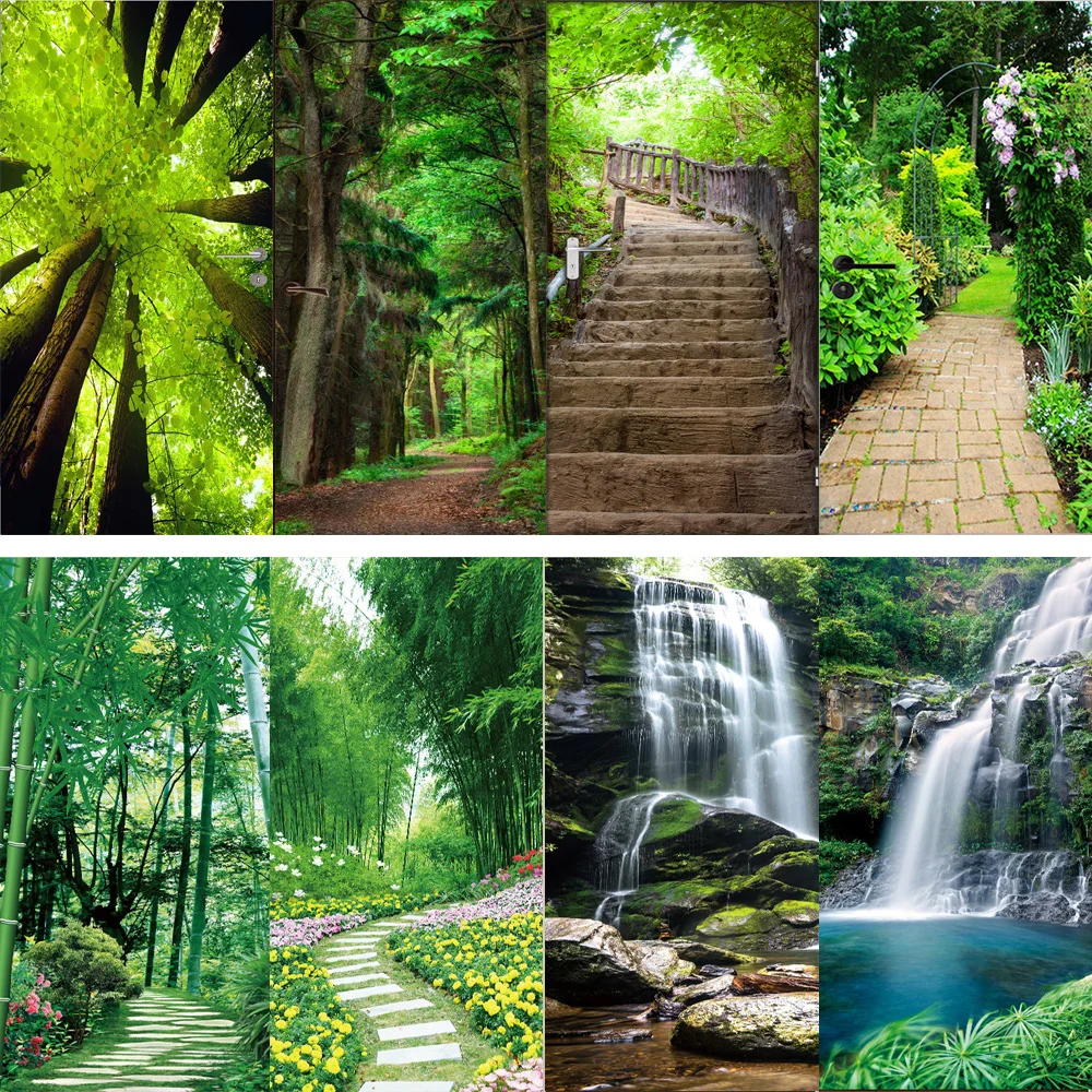 

3D Green Forest Door Sticker Cool Scenery Wrap Full Door Home Decoration Vinyl PVC Waterproof Self Adhesive Poster Door Sticker