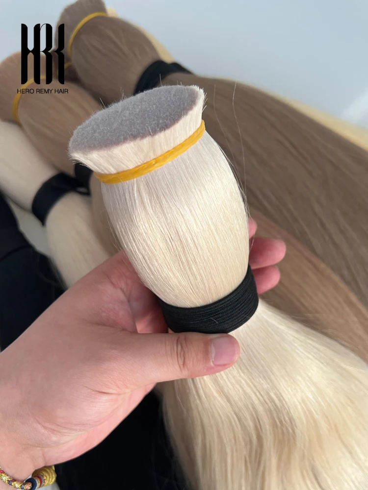 Фото 100% настоящие человеческие волосы Remy, без утка, медовые светлые волосы, объемные индийские девственные вязанные крючком волосы, прямые плетения волос для плетения №2