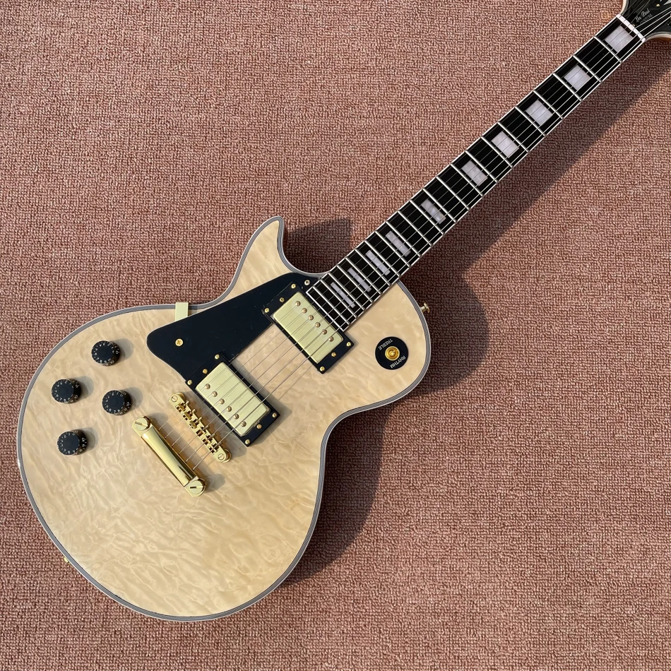 

Left Hand Custom Electric Guitar, Nature Flame Maple Top, Rosewood Fingerboard, Free Shipping