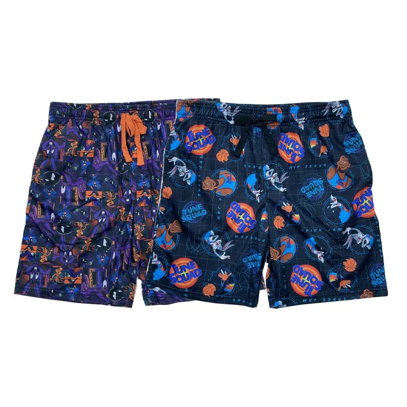 Men And Women Couple Pants Cartoon Quick Dry Pocket Sleep Shorts