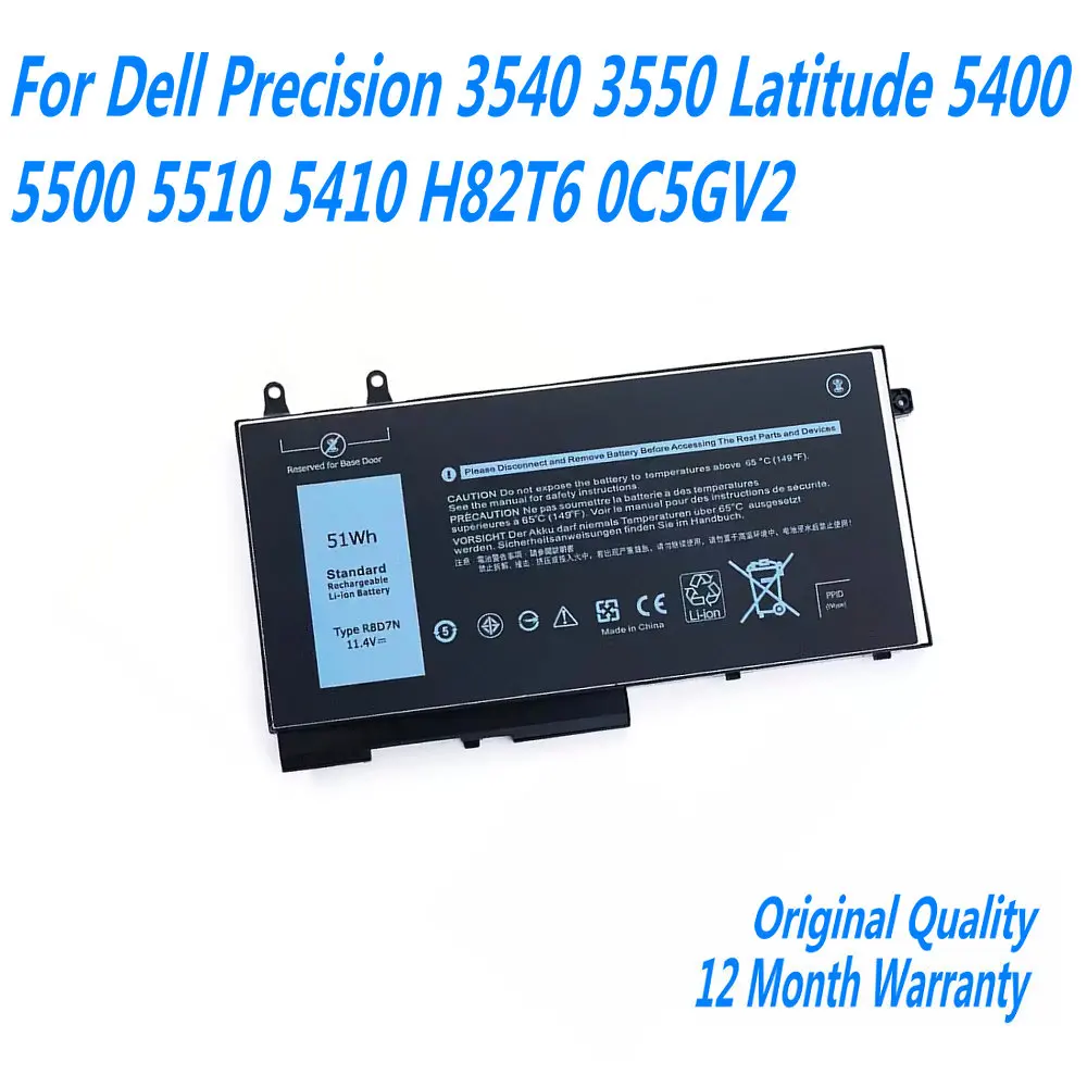 Новый аккумулятор для ноутбука R8D7N 11 4 В 51 Втч Dell Precision 3540 3550 Latitude 5400 5500 5510 5410 H82T6 0C5GV2
