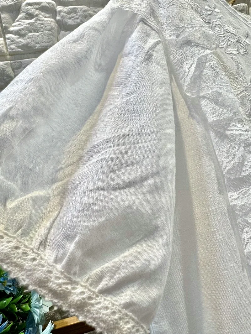 Винтажная кружевная свадебная туника длинное платье миди летнее рококо