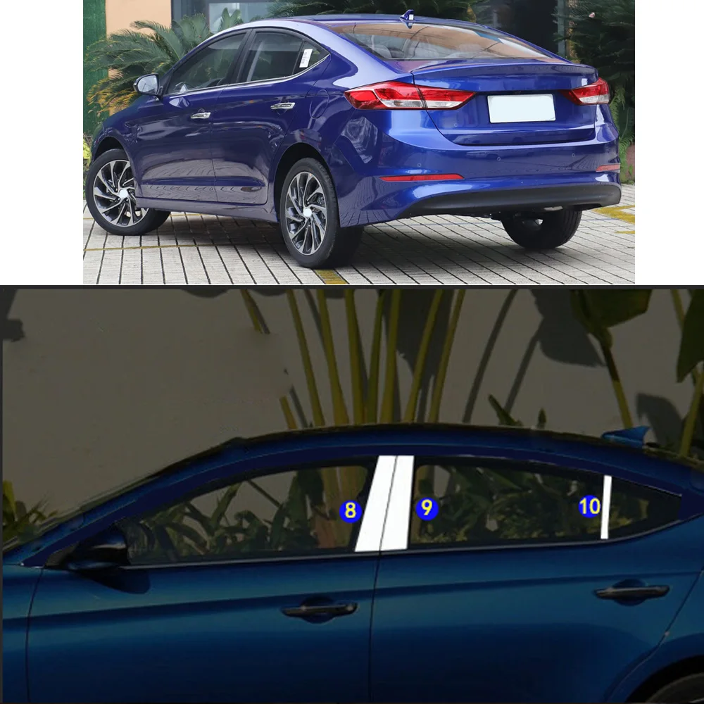 

Наклейка для стайлинга автомобиля из нержавеющей стали, украшение, столбик, окно, средняя полоса, отделка рамы, запчасти для Hyundai Elantra 2016-2020