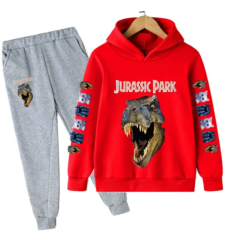 

Boys Dinosaur Hoodies Clothing Sets Jurassic Park Sweatshirt Children Boys Clothes Suit for Kids Long Pants Outfit 4-14 Years
