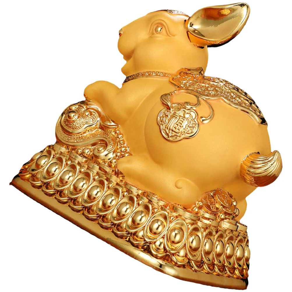 

Bank Bunny Money Piggy Year Rabbitnew Zodiac Saving Animal Statue Chinese Resin Figurinespot Box Jar Gift Container Decoration