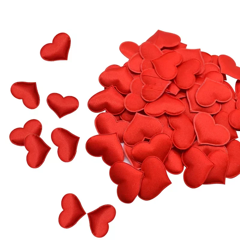 

100Pcs 35mm Romantic Sponge Satin Fabric Heart Petals Wedding Confetti Table Bed Heart Petals Wedding Valentine Decoration