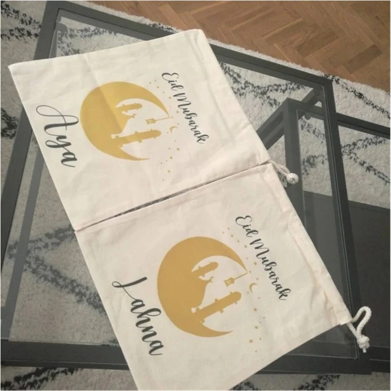 

Personalised Drawstring Eid Sacks/ Eid Ramadan Gift Bags Kids/Adults / Ramadan Eid Mubarak Party Gift Bags / Mubarak Decor