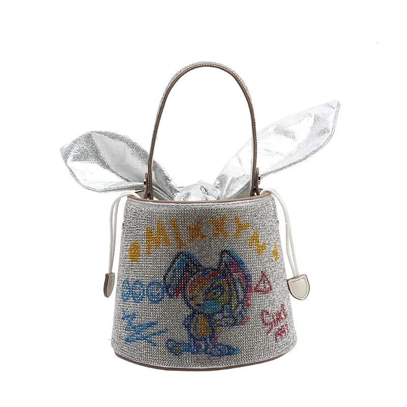 Fashion Rhinestone Handbags for Women 2023 Designer Luxury Sac a main Femme Sparkle Mini Bucket Shoulder Ladies Hand Bags