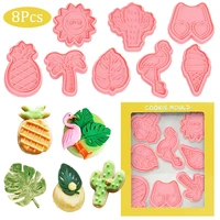 8pcs 3d tropical turtle leaf silicone molds diy hawaiian party flamingo pineapple fondant cake decorating cookies candy moulds