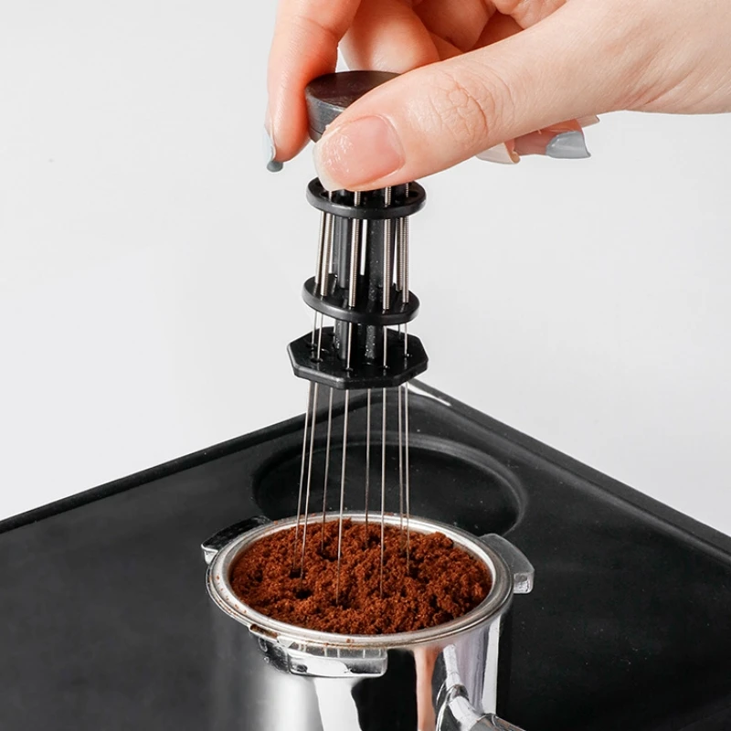 Espresso Coffee Stirrer with Base Stand Needle Type Stainless Steel Barista Distribution Tool for Kitchen Home Barista Cafe