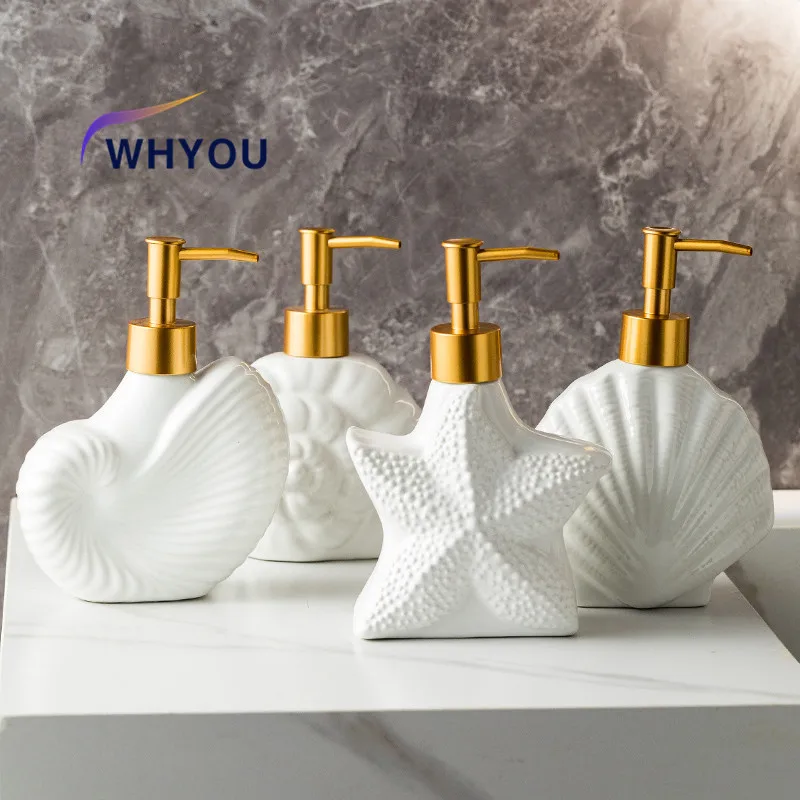 WHYOU-4Styles Бутылка эмульсии с гребешком Керамическая бутылка для жидкости мытья рук