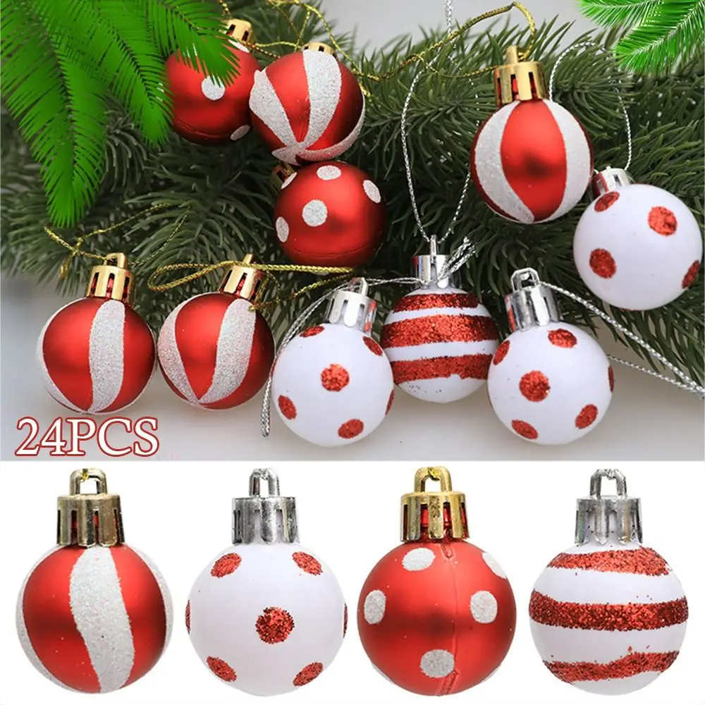 

3cm Christmas Tree Balls High-quality Plastic Suspensable Xmas Baubles Red&White Xmas Ornament Ball Storefront