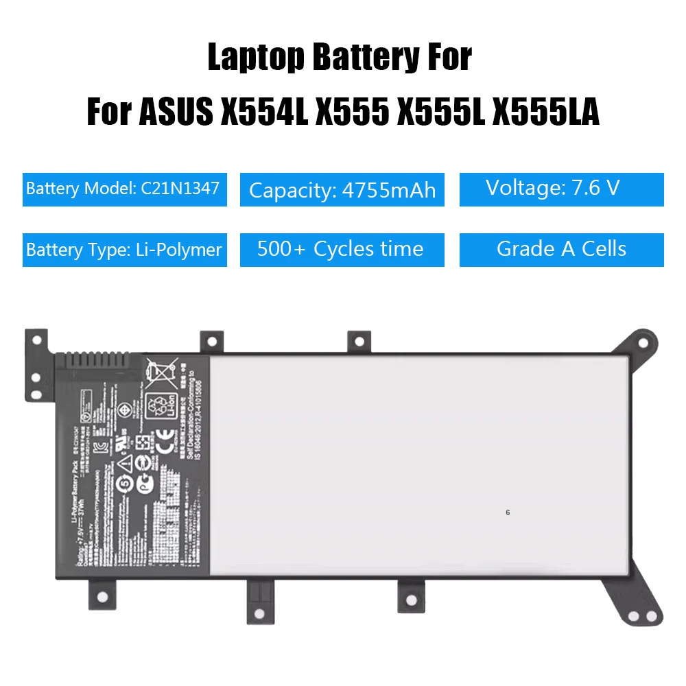 LISCN 37Wh C21N1347 Аккумулятор для ноутбука ASUS X554 X554L X555 X555L X555LN X555LD X555SJ X555MA F554 F554L F555