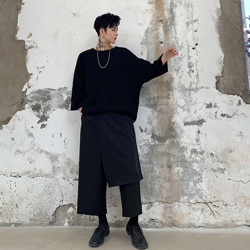 pieces of Two original night style Harun wide leg Japanese personalized design Capris retro casual pants skirt men's feeli | Мужская