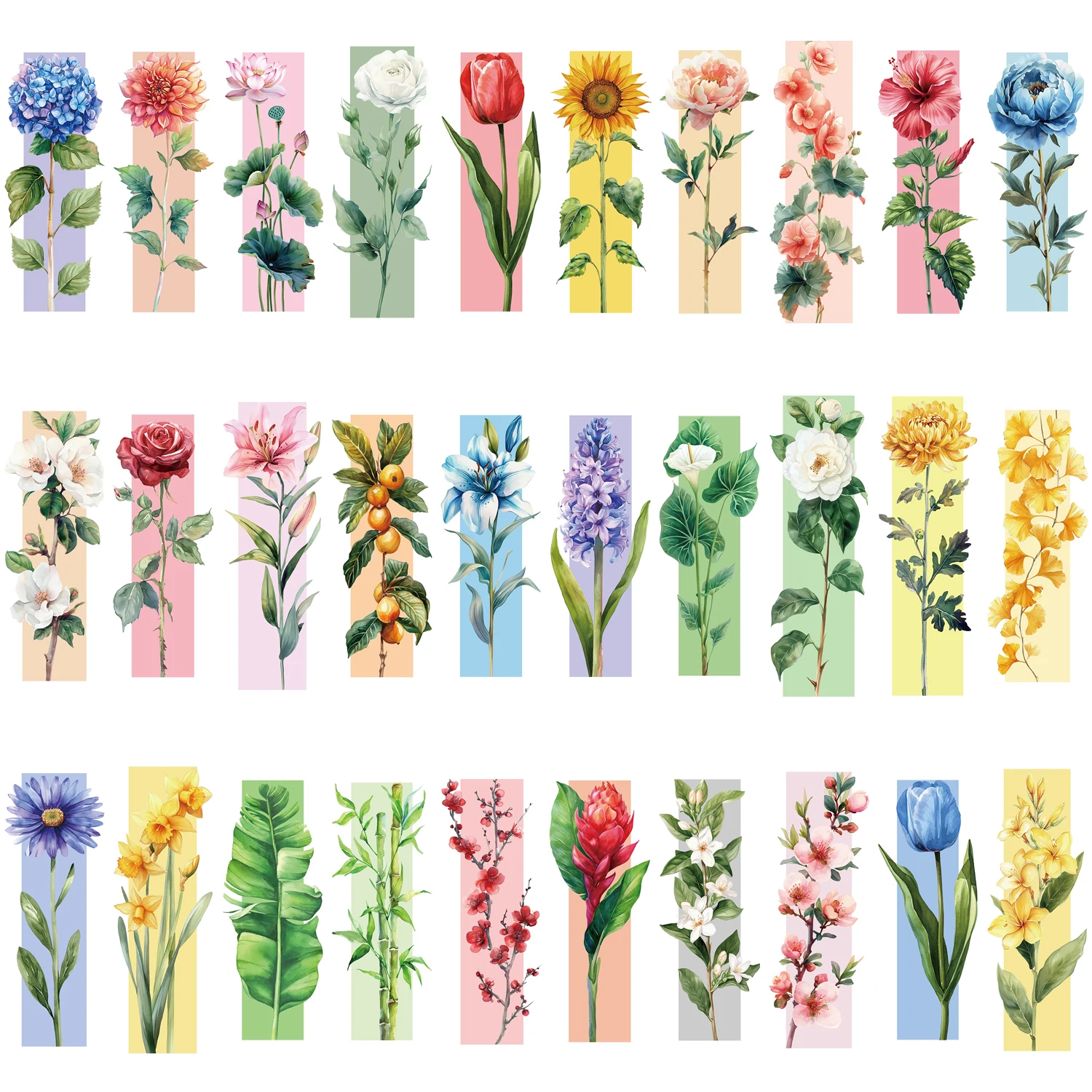 

Бумажные закладки для книг с цветами, 30 шт.