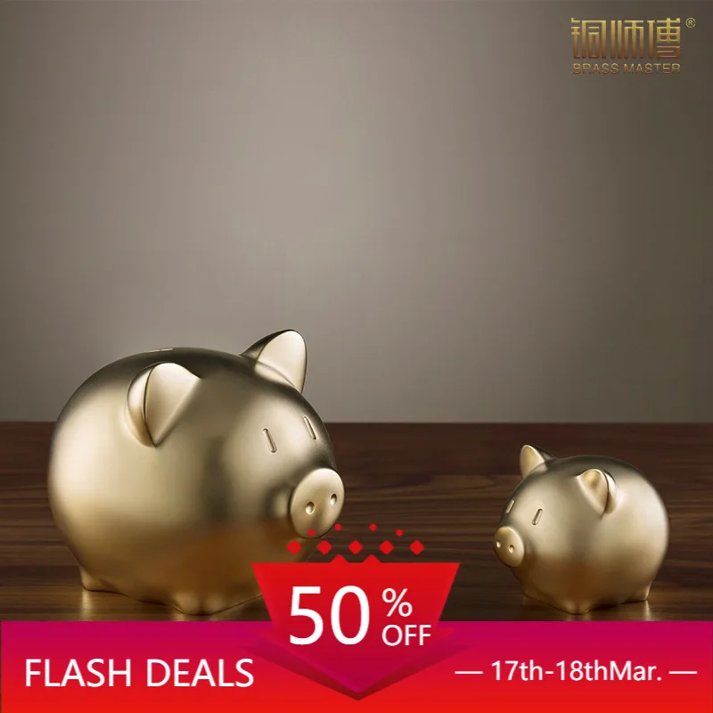 

Pure Brass Lucky Pig Annuity Pig Ornaments Large Zodiac Pig Coin Bank Home Decoration Opening Gift